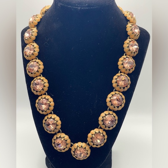 Vintage J.CREW CRYSTAL CUPCAKE NECKLACE IN ORANGE/PINK - Picture 1 of 3